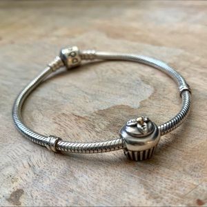 Pandora Sterling Silver Bracelet & Cupcake charm